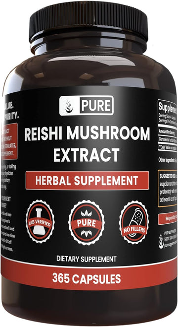 Pure Original Ingredients Reishi Mushroom Extract (365 Capsules) No Magnesium Or Rice Fillers, Always Pure, Lab Verified