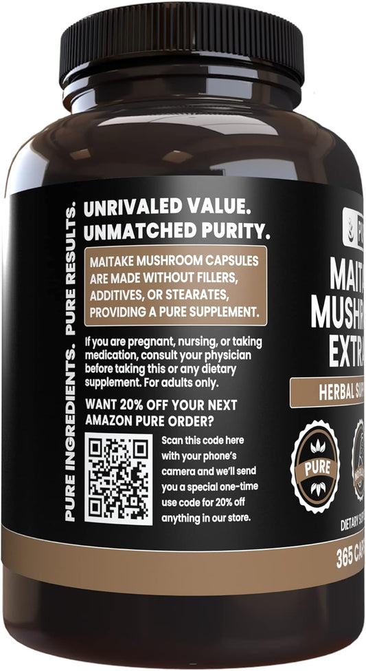 Pure Original Ingredients Maitake Mushroom (365 Capsules) No Magnesium Or Rice Fillers, Always Pure, Lab Verified