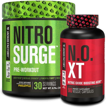 Jacked Factory Nitrosurge Pre-Workout In Pineapple & N.O. Xt Nitric Oxide Booster For Men & Women