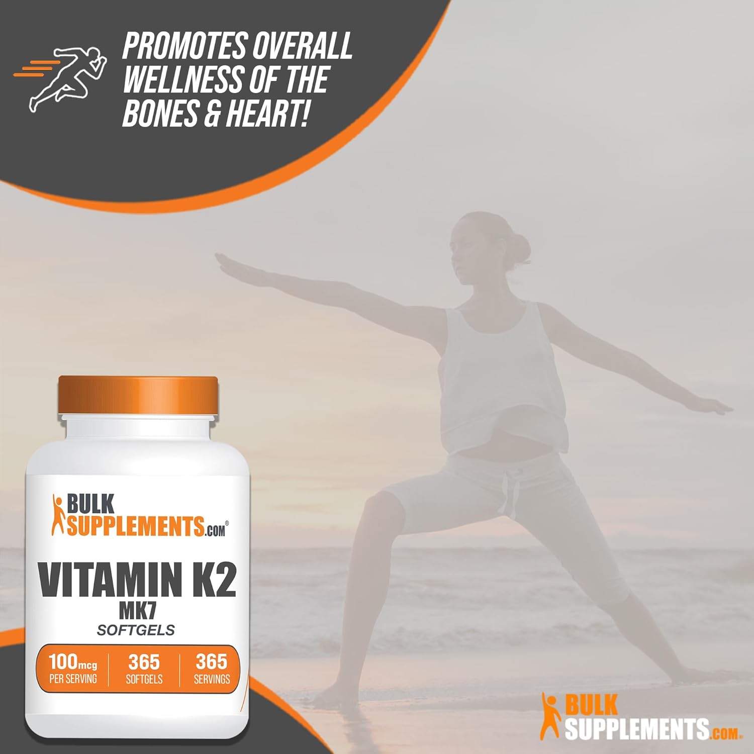 BulkSupplements.com Vitamin K2 Softgels - Vitamin K2 MK7, Vitamin K2 Supplement, Vitamin K2 100 mcg - MK7 Vitamin K2 for Bones, Gluten Free - 1 Softgel per Serving, 365 Softgels : Health & Household