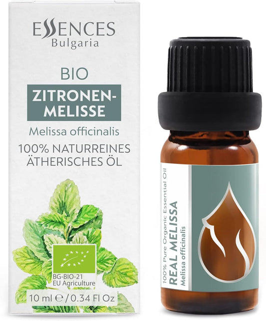 Essences Bulgaria Organic Real Melissa Essential Oil 1/3 Fl Oz | 10Ml | Melissa Officinalis | 100% Pure And Natural | Undiluted | Therapeutic Grade | Family Owned Farm | Steam-Distilled | Non-Gmo