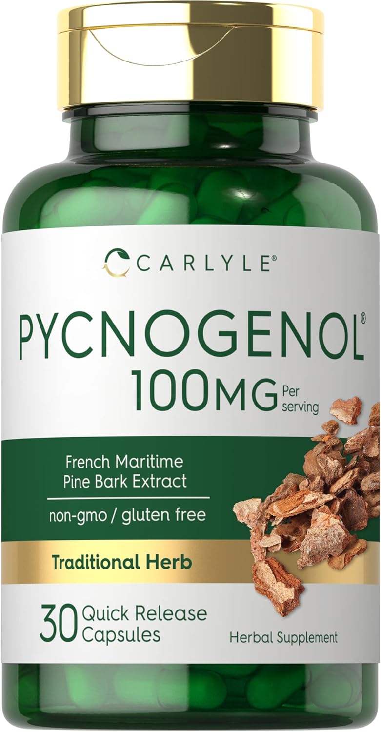 Carlyle Pycnogenol 100 Mg | 30 Capsules | Non-Gmo And Gluten Free Formula | French Maritime Pine Bark Extract Supplement