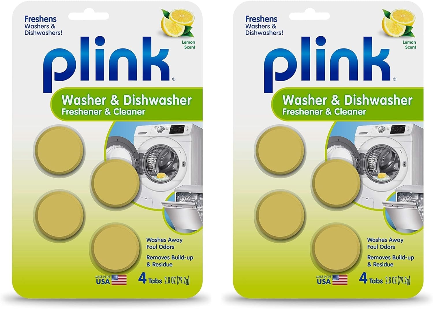 Plink-9024 Summit Brands Washer and Dishwasher Freshener Cleaner, 4 Tabs, Yellow, 1 Count (Pack of 8)