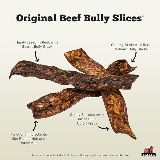 Redbarn Bully Slices for Dogs | Highly Palatable, Long-Lasting Natural Dental Treats with Functional Ingredients, 9 oz. (Pack of 3) - Original Bully
