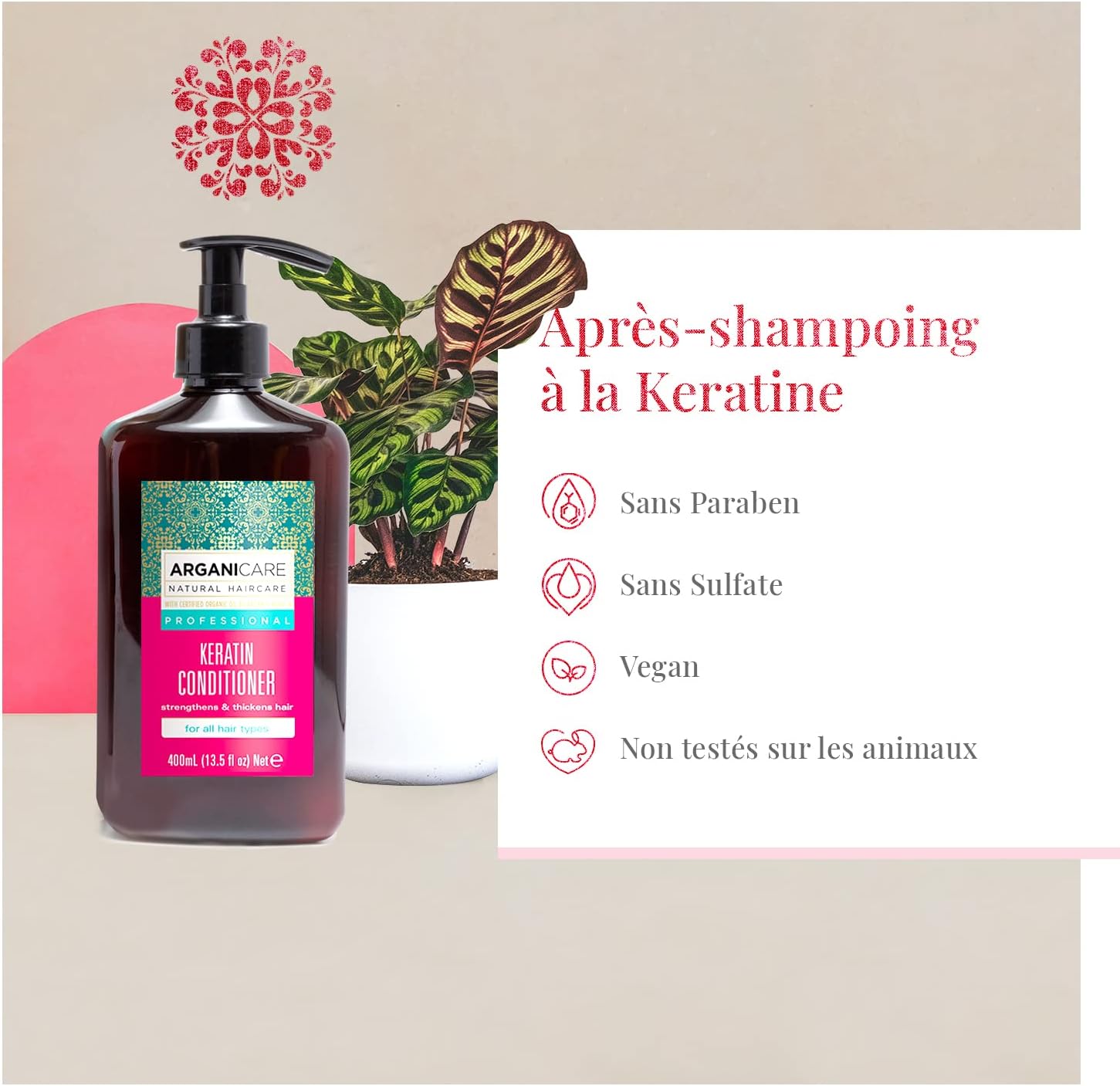 Arganicare | Shampoo 400 Ml + Conditioner 400 Ml + Keratin Serum 100 Ml | Intensely Regenerates Hair | Prevents & Treats Split Ends | Soft & Shiny Hair | Made In France