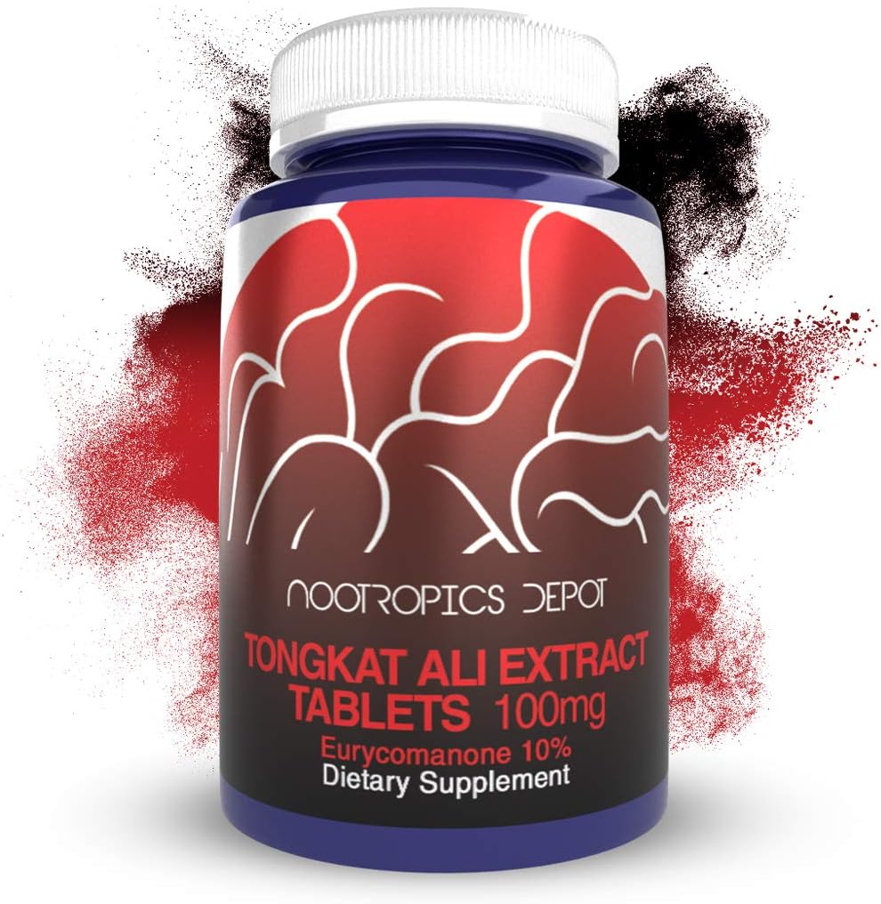 Nootropics Depot Tongkat Ali Extract Capsules | 100mg | 60 Count | 10% Eurycomanone by HPTLC | Eurycoma longifolia Root Extract