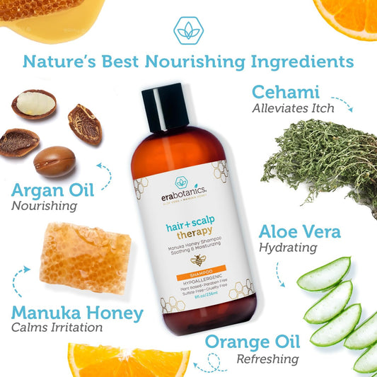 Era Organics Manuka Honey Dry Scalp Shampoo - Soothing And Moisturizing Shampoo For Dry Scalp And Damaged Hair - Family Friendly Sulfate Free Shampoo Treatment For Sensitive Skin