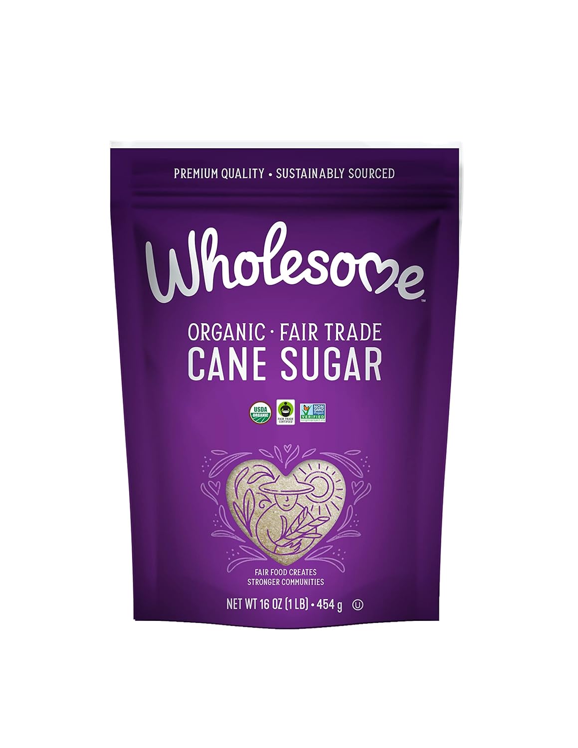 Wholesome Organic Cane Sugar, Fair Trade, Non Gmo & Gluten Free, 1 Pound (Pack Of 12)