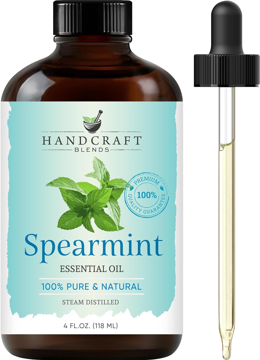 Handcraft Blends Spearmint Essential Oil - Huge 4 Fl Oz - 100% Pure And Natural - Premium Grade With Glass Dropper