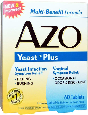 AZO Natural Yeast Symptom Prevention & Relief Tablets, 400 mg, 60-Count Boxes (Pack of 3) : Health & Household