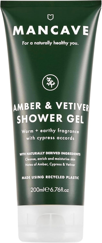 ManCave Amber Vetiver Mens Shower Gel, Body Wash, Natural Ingredients, Vegan, Eco-Conscious and Cruelty-Free, Invigorating Shower Gel for Men with Rich Amber, Fresh Cypress, Body Wash for Men, 200ml : Amazon.co.uk: Beauty