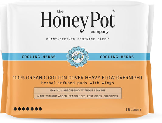 The Honey Pot Company - Heavy Overnight Pads & Grapefruit Body Cleanser Bundle - Pads Infused W/Essential Oils - Body Wash To Moisturize & Cleanse Skin - Sanitary Pads - Feminine Care - Fsa & Hsa