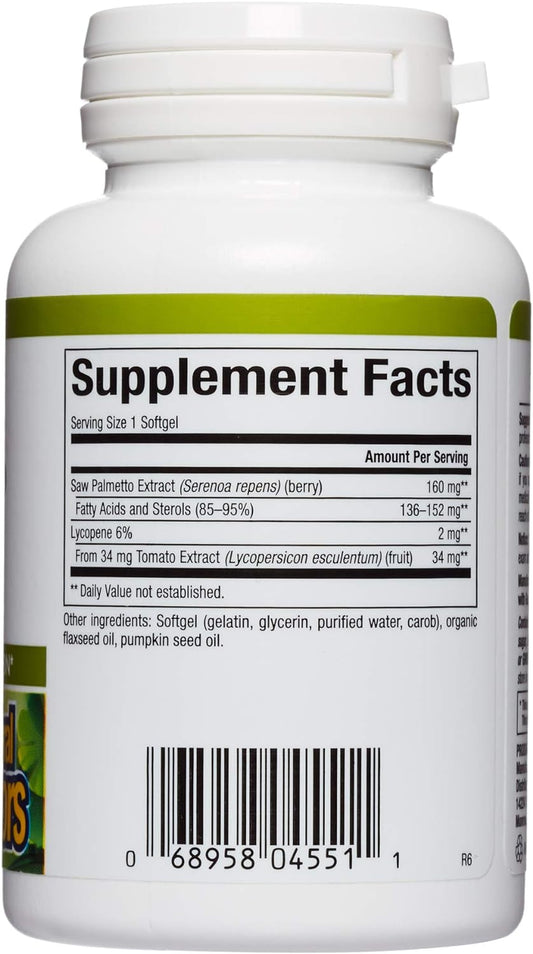 HerbalFactors by Natural Factors, Saw Palmetto, Supports Healthy Prostate Function with Lycopene, 60 softgels (60 servings)
