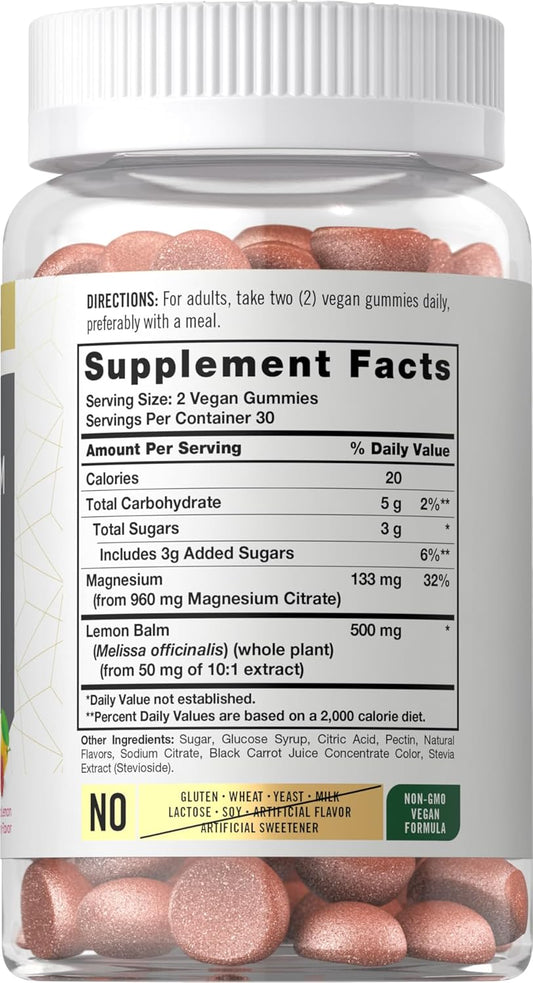 Carlyle Magnesium Citrate Gummies | 960Mg | 60 Vegan Gummies | Vegan, Non-Gmo, And Gluten Free Formula | Lemon Raspberry Flavor