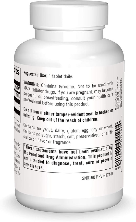 Source Naturals L-Tyrosine -Free Form Amino Acid Supplement - 100 Tablets