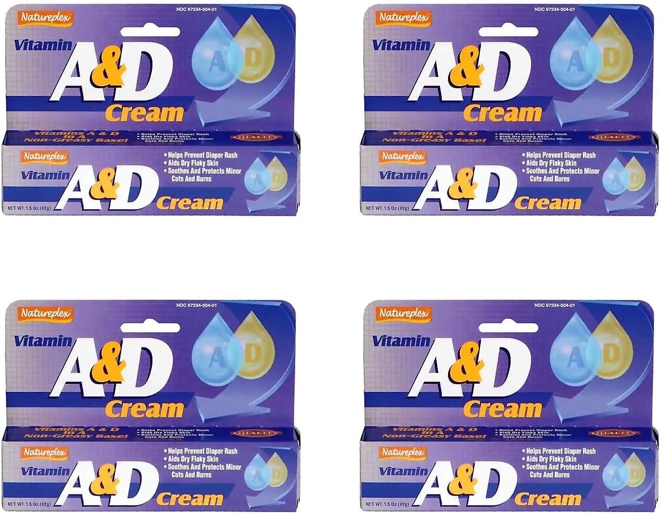 Vitamin A&D Cream Ointment for Diaper Rash and Skin Irritations, 4-ct