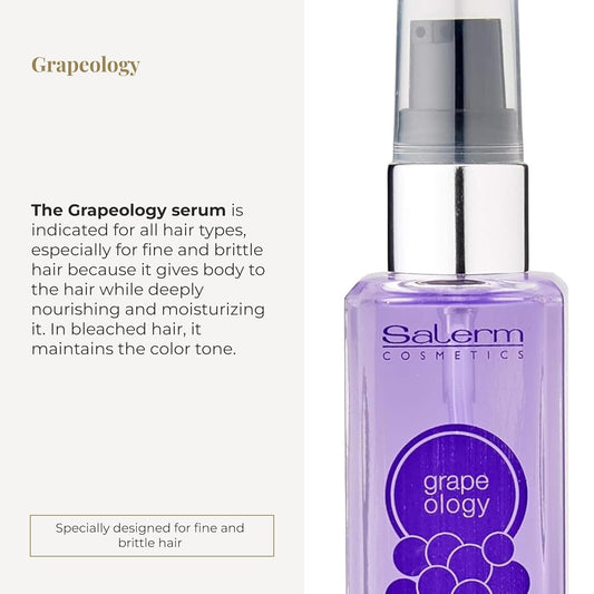 Salerm - Grape Seed Oil - Salerm Grapeology Biokera Natura - 60 Ml - Split Ends Repair - Hydrating Serum For Dry And Damaged Hair - Antioxidant - For White Or Bleached Hair