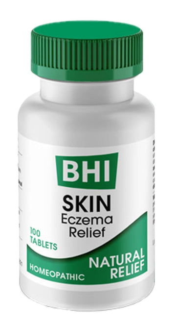 BHI Skin Natural Eczema Relief Remedy 8 Active Soothing Homeopathic Skin Care Ingredients - Natural Treatment for Daily Dryness, Redness, Irritated Dry Itchy Skin on Face & Body - 100 Tablets