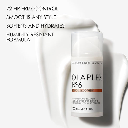 Olaplex No. 6 Bond Smoother, Leave-In Styling Hair Cream Treatment, Smooths, Conditions, & Strengthens, Frizz Control For Up To 72 Hours, For All Hair Types, 3.3 Fl Oz