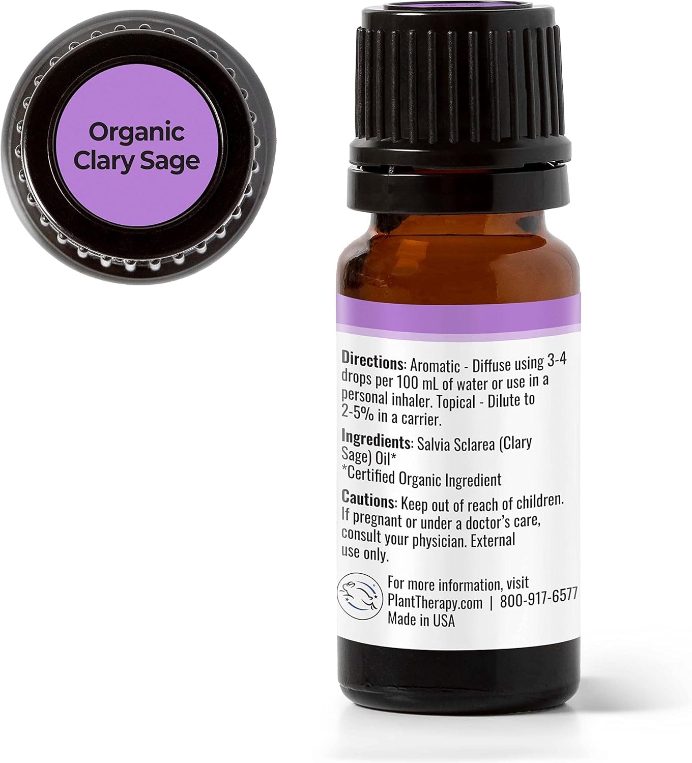 Plant Therapy Organic Clary Sage Essential Oil 10 mL (1/3 oz) 100% Pure, Undiluted, Natural Aromatherapy, Therapeutic Grade : Health & Household