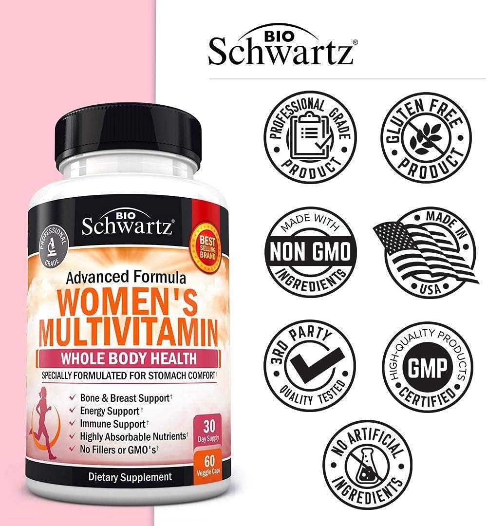 Multivitamin for Women with Vitamin D3 - Multivitamins for Bone Breast Skin Joint Energy - Vitamins for Immunity Support - Immune System Boost Natural Immune Defense - Joint Support Supplement - 60Ct : Health & Household