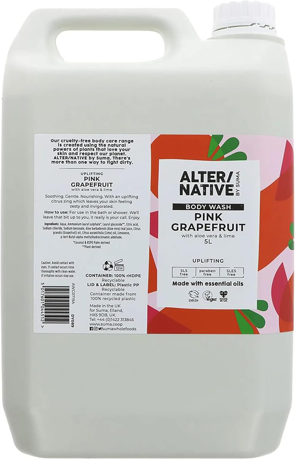 Alter/Native Natural Plant-Powered Cruelty Free Body Wash (Pink Grapefruit, 5 Litre)