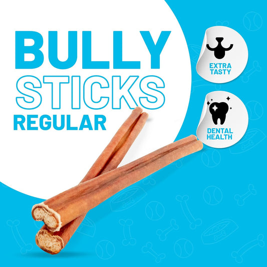 SITKA Farms Bully Sticks Regular 12 inch - 20 Count - Premium High Protein Long Lasting Dental Treats for Large Medium and Small Dogs - Rawhide Free Sticks for All Breeds