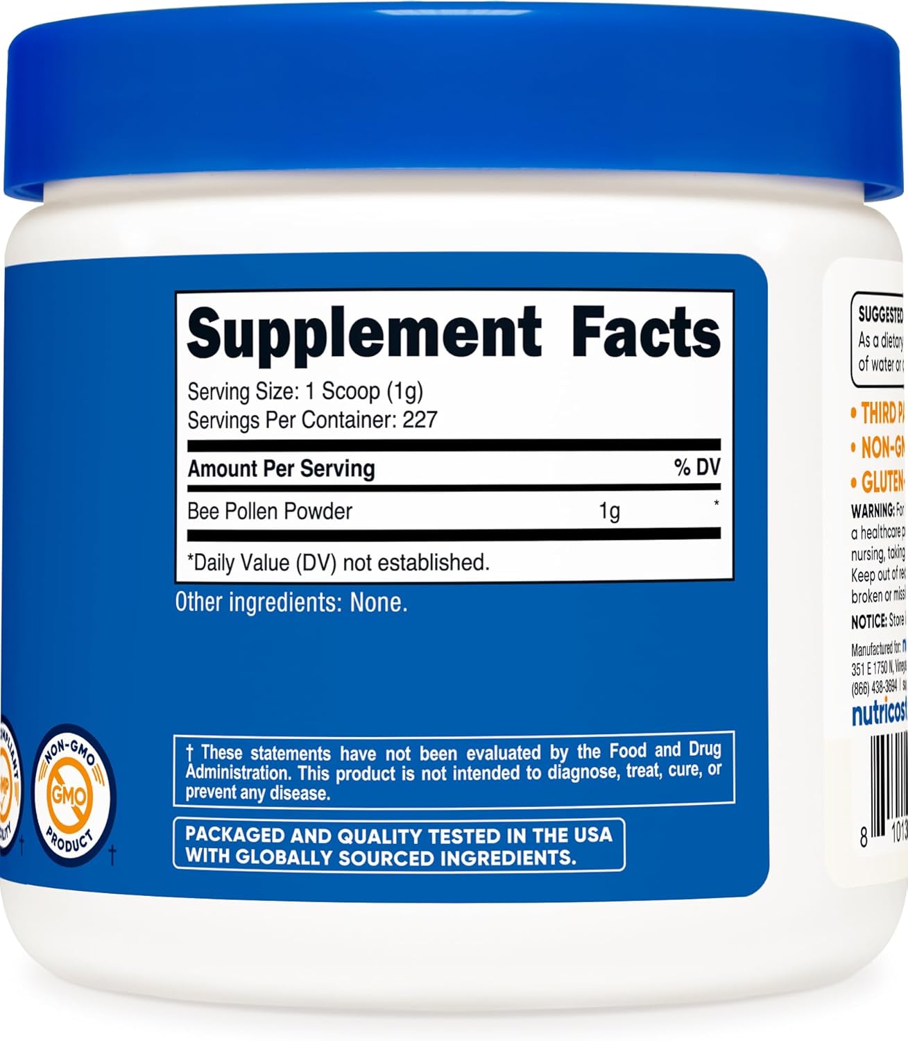 Nutricost Bee Pollen Powder (8 Oz) (Unflavored) - 227 Servings, Gluten Free, Non-Gmo, Vegetarian Dietary Supplement : Health & Household