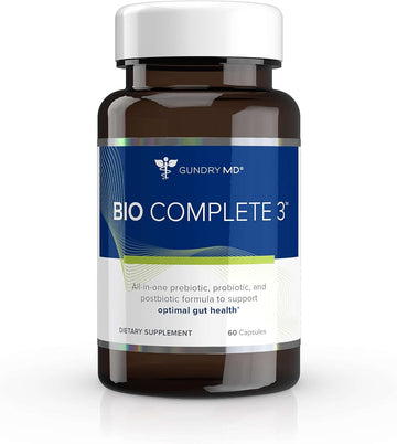 Gundry MD? Bio Complete 3 - Prebiotic, Probiotic, Postbiotic to Support Optimal Gut Health, 30 Day Supply (New Formula)