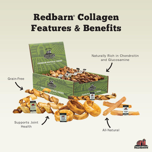 Redbarn All-Natural Large 12” Beef Collagen Sticks For Dogs - Long Lasting Low-Odor Alternative To Traditional Rawhide & Bully Sticks - Supports Healthy Joints, Skin, & Coat - 3 Pack