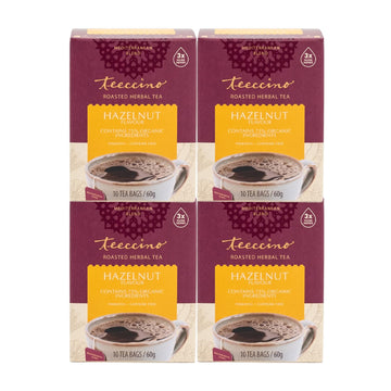 Teeccino Hazelnut Herbal Tea - Rich & Roasted Herbal Tea That’S Caffeine Free & Prebiotic For Natural Energy, 10 Tea Bags (Pack Of 4)