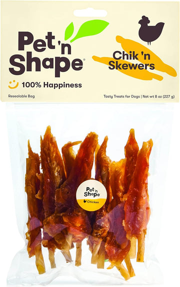 Pet 'N Shape Chik 'N Skewers - Chicken Wrapped Rawhide - All Natural Dog Treats, Chicken, 8 Oz, 10808