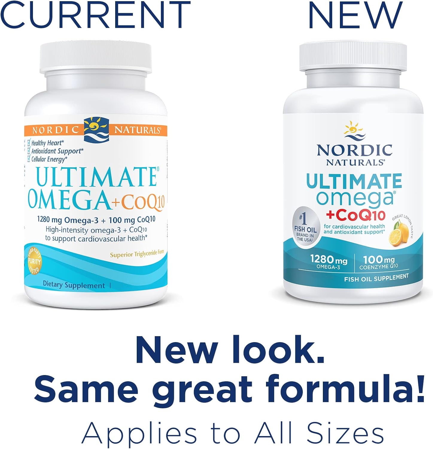 Nordic Naturals Ultimate Omega + CoQ10, Lemon - 60 Soft Gels - 1280 mg Omega-3 + 100 mg CoQ10 - Heart Health, Cellular Energy, Antioxidant Support - Non-GMO - 30 Servings : Health & Household