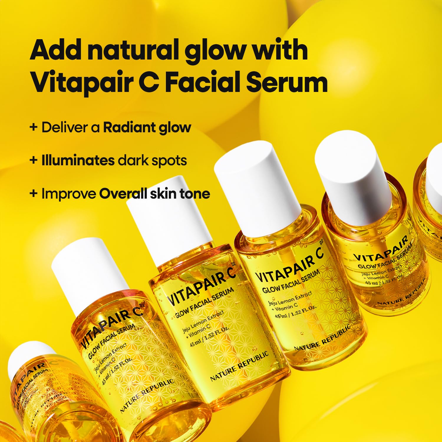 Nature Republic Vitapair C Glow Facial Serum, Niacinamide, Centella Asiatica Extract,Tranexamic Acid,Citrus Lemon Fruit Extract, Vitamin C Serum,Valentines Day Gifts, Korean Skin Care 45Ml /1.52 Fl Oz