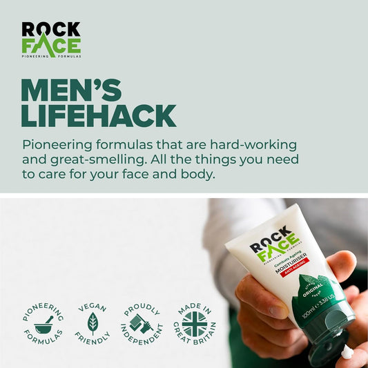 Rock Face Mens Moisturiser - Anti Ageing, Fast Absorbing Face Cream, 100Ml, Combats Signs Of Ageing, Fresh Citrus Scent