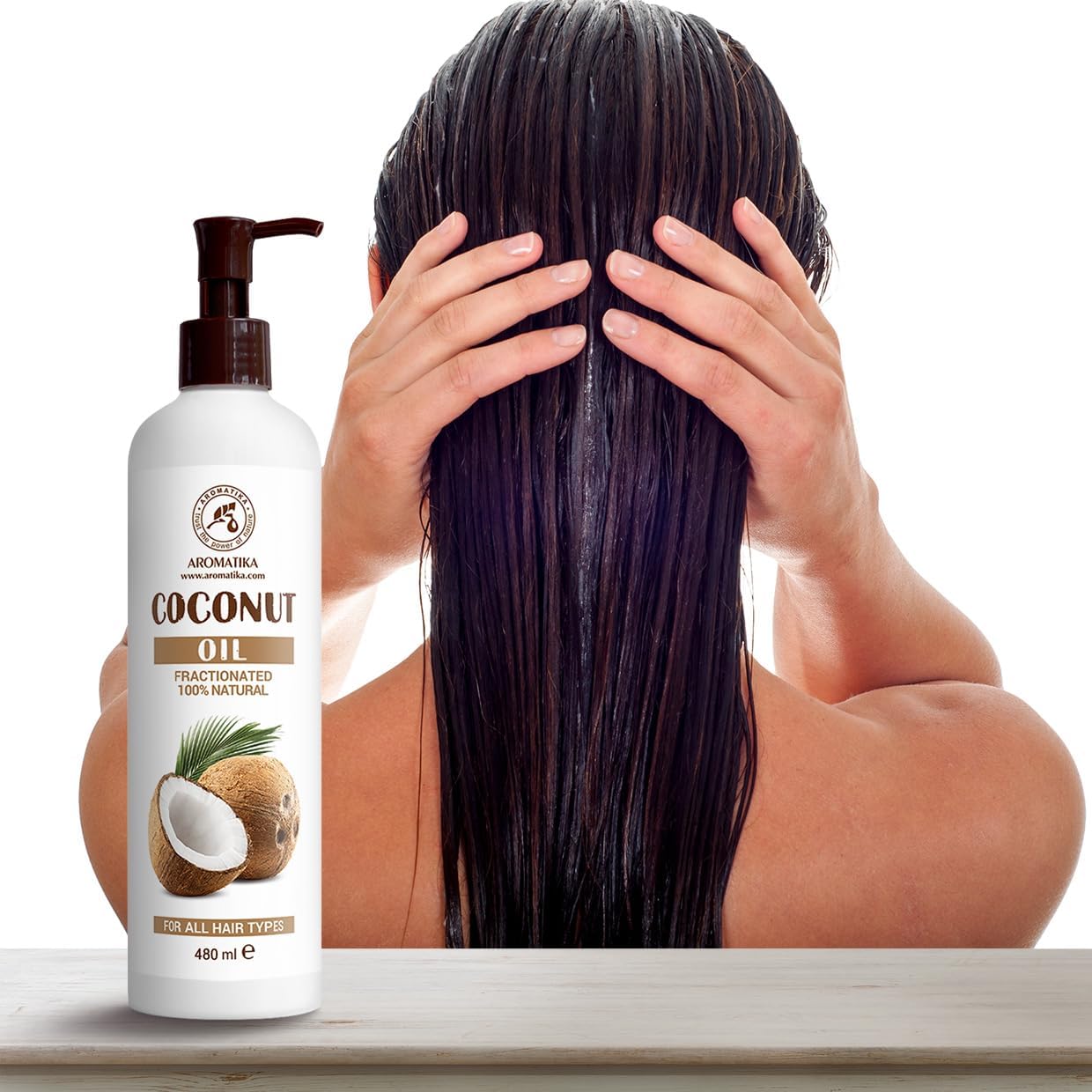 Fractionated Coconut Oil 480Ml - 100% Pure & Natural Coconut Oils - Base Oil - Odorless - Intensive Hair Treatment For Hair - Beauty - Helps Grow Longer & Stronger
