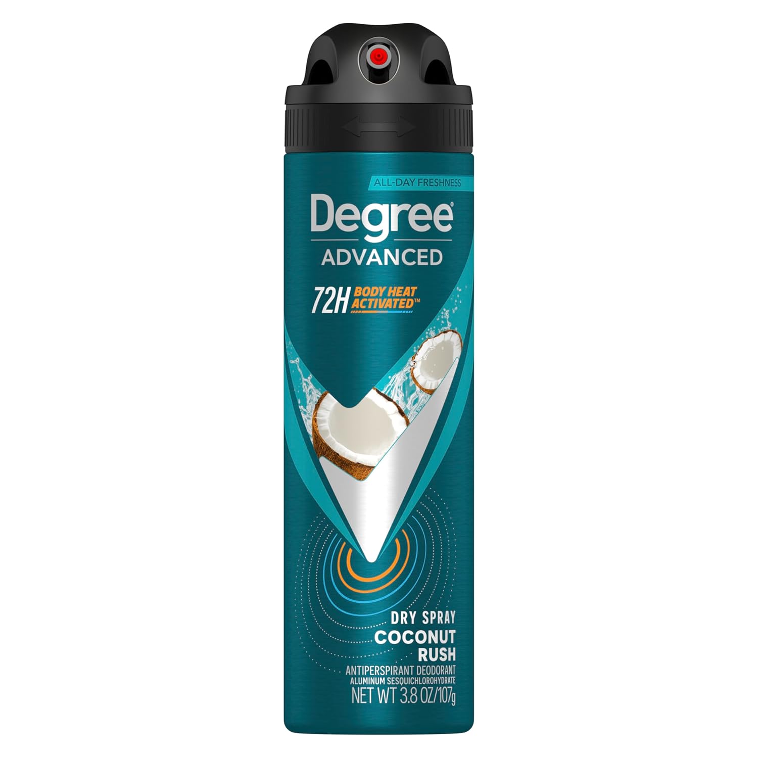 Degree Men Antiperspirant Deodorant Dry Spray Coconut Rush 72-Hour Sweat And Odor Protection Deodorant For Men With Body Heat Activated Technology 3.8 Oz