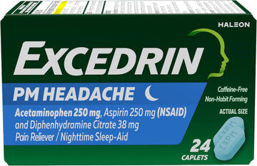 Excedrin Pm Pain Reliever And Nighttime Sleep-Aid Caplets For Headache Relief – 24 Count