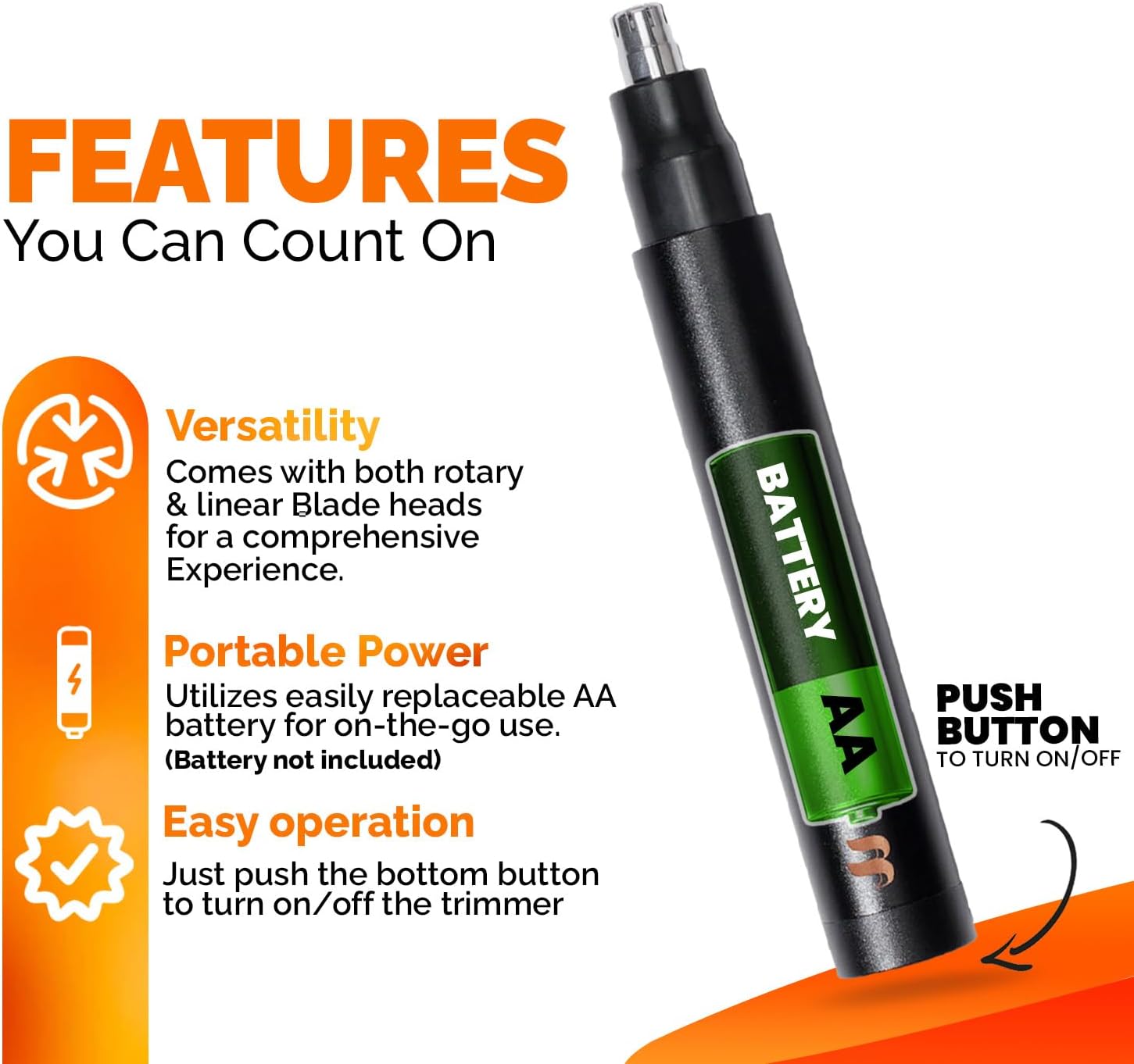 Brio Nose Hair Trimmer For Men & Women, Comfortable Eyebrow Trimmer With Sleek Design, Ear Hair Trimmer Equipped With A 2 - Edge Rotary & Linear Blade : Beauty & Personal Care