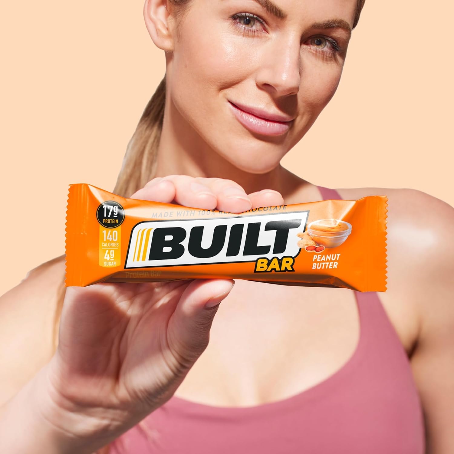 BUILT Protein Bars, Peanut Butter, 12 Count, 1.73oz Bars, Gluten Free Protein Snacks with 17g of High Protein. Chocolate Protein Bar only 130 calories & 4g sugar, Great On The Go Protein Snack : Health & Household