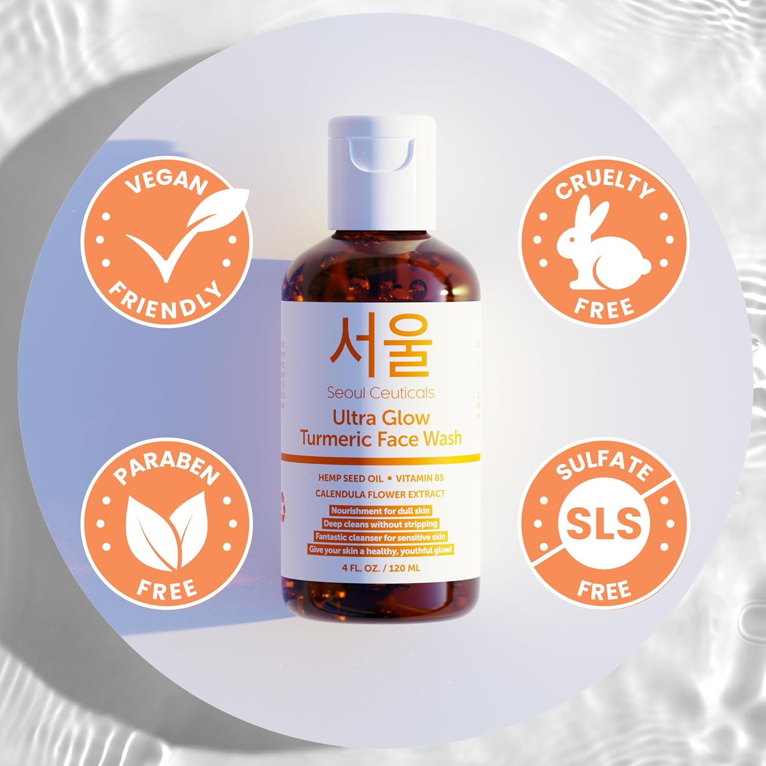 Seoulceuticals Korean Turmeric Face Wash Cleanser – Vegan Cruelty Free Korean Skincare Facial Cleanser – K Beauty Skin Care For Dry Sensitive Skin 4Oz : Beauty & Personal Care