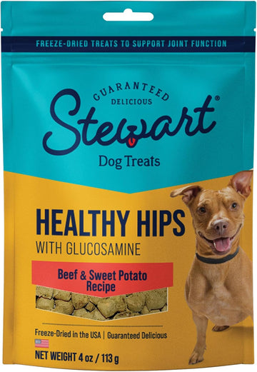 Stewart Freeze Dried Dog Treats, Healthy Hips Beef & Sweet Potato, Made With Glucosamine Chondroitin, Grain Free, 4 Ounce Resealable Pouch, Made In Usa