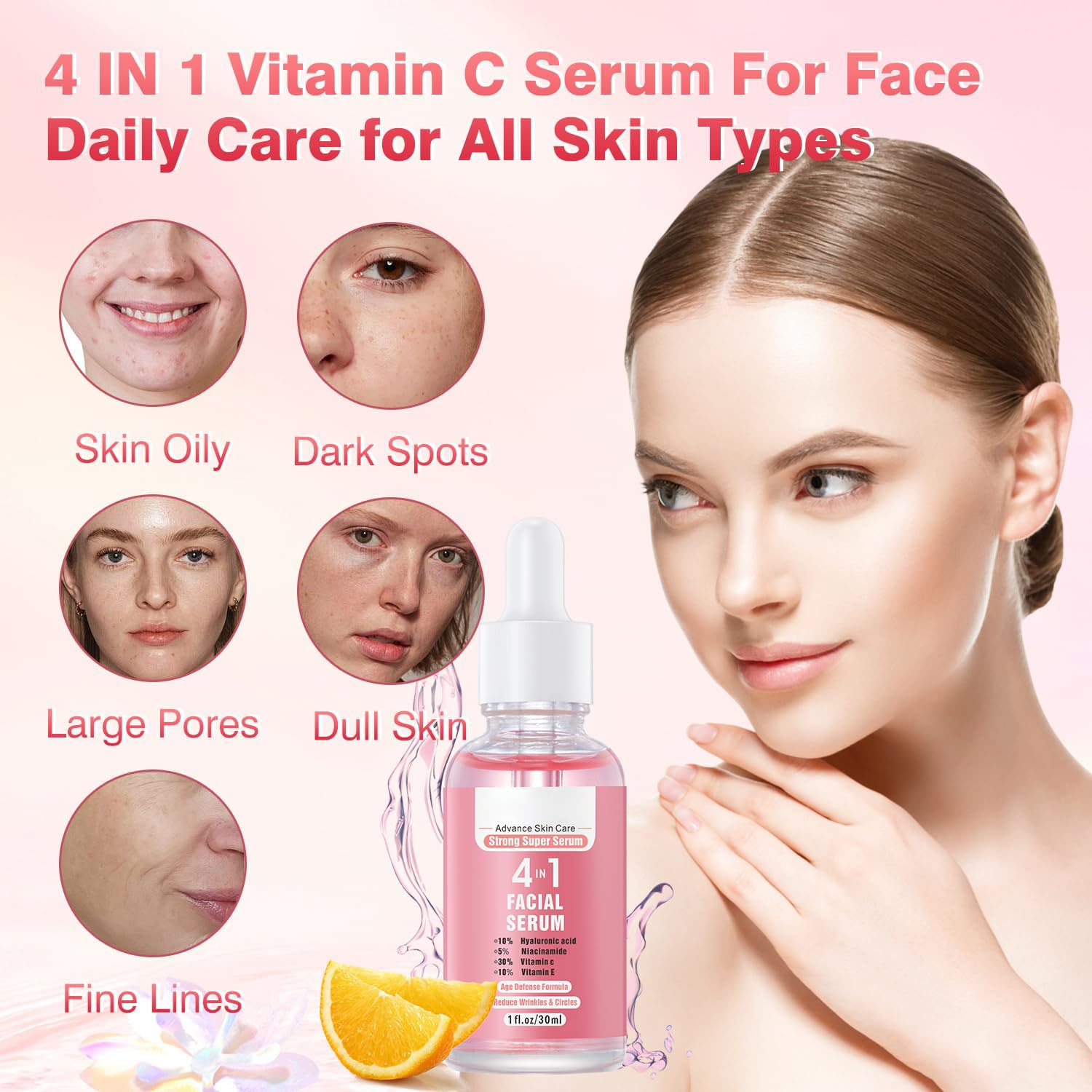 Vitamin C Serum, Christmas Gifts For Women, Christmas Gifts For Mom, Anti Aging Facial Serum With Vitamin C, Hyaluronic Acid, Even Skin Tone, Eye Area, Fine Lines & Wrinkles, 30Ml