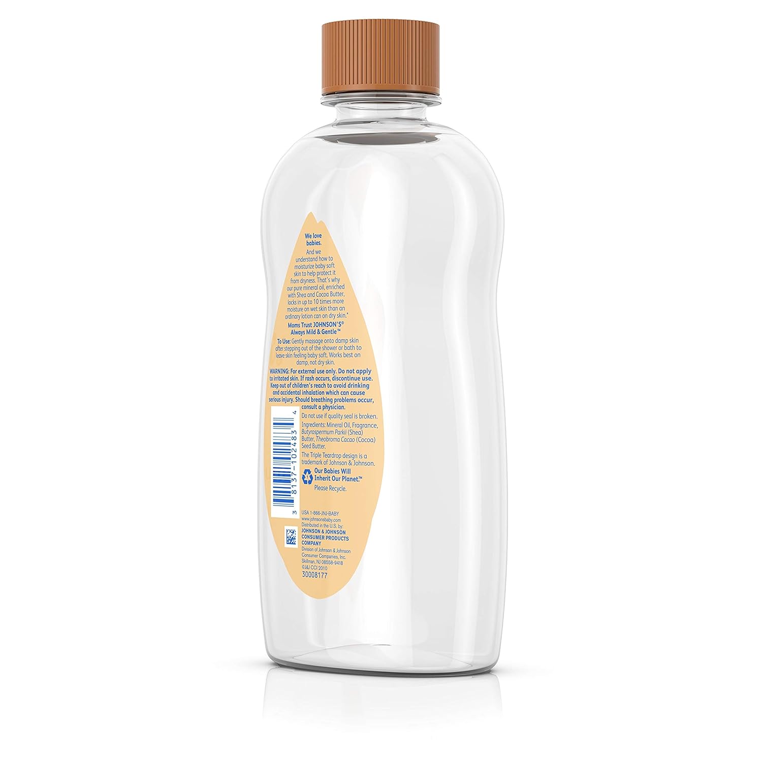 Johnson's Baby Oil, Mineral Oil Enriched With Shea & Cocoa Butter, 14 fl. oz : Baby