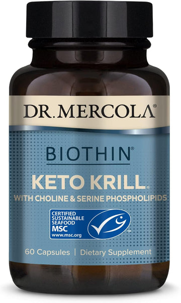 Dr. Mercola, Keto Krill Oil Supplement, 30 Servings (60 Capsules), Omega 3 Fatty Acids, Msc Certified, Non Gmo, Soy-Free, Gluten Free