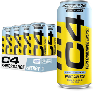 C4 Performance Energy Drink | Zero Sugar Carbonated Preworkout Energy | 200Mg Caffeine With Beta Alanine | Artic Snow Cone | 16 Fl Oz (12 Pack)