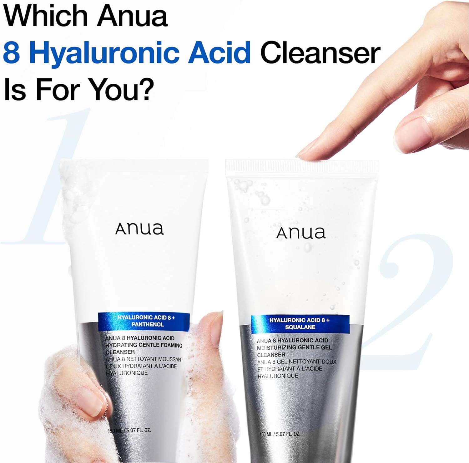 ANUA Moisturizing Gentle Gel Cleanser, Hyaluronic Acid, Squalane, Ceramide, Foaming Facial Korean Cleanser, pH Balance, Daily Hydrating Face Wash, 150ml/5.07fl oz. : Amazon.co.uk: Beauty