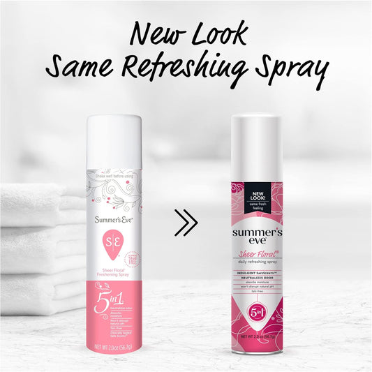 Summer'S Eve Freshening Spray | Sheer Floral| 2 Oz Size | Pack Of 6 | Ph Balanced, Dermatologist & Gynecologist Tested