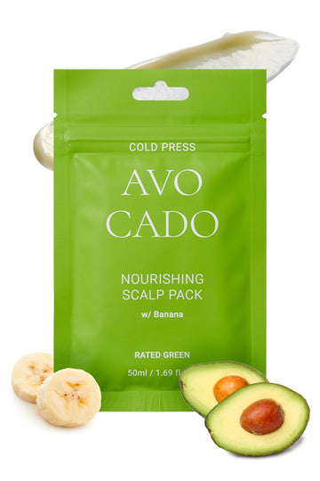 RATED GREEN COLD BREW Avocado Nourishing Scalp Pack w/Banana | Korean Hair Care Hair Conditioning Mask | Deep Conditioning Hair Mask for Dry Damaged Hair | Hydrating Hair Mask, Pack of 5, 1.69 Fl. Oz