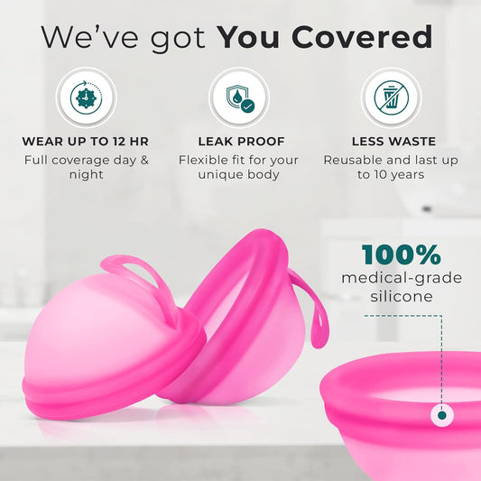 Ecoblossom Reusable Menstrual Disc - Menstrual Cup - Soft Period Disc for Women Designed with Flexible, Medical-Grade Silicone Period Cup (Small, Rose)